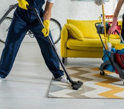 Professional cleaning staff performing deep house cleaning service in Dubai