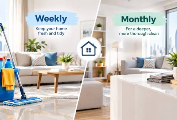 Weekly vs monthly house cleaning schedule in Dubai