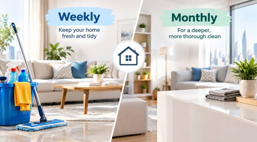 Weekly vs monthly house cleaning schedule in Dubai